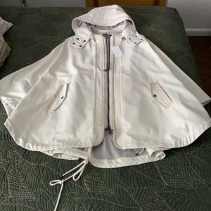 Vince  Poplin and Cream leather trim cape, NWT